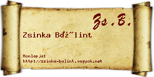 Zsinka Bálint névjegykártya