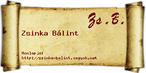 Zsinka Bálint névjegykártya